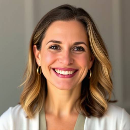 Retrato de Carla Pereira, instrutora de oratória da Eloquência Brasileira, com um sorriso acolhedor.